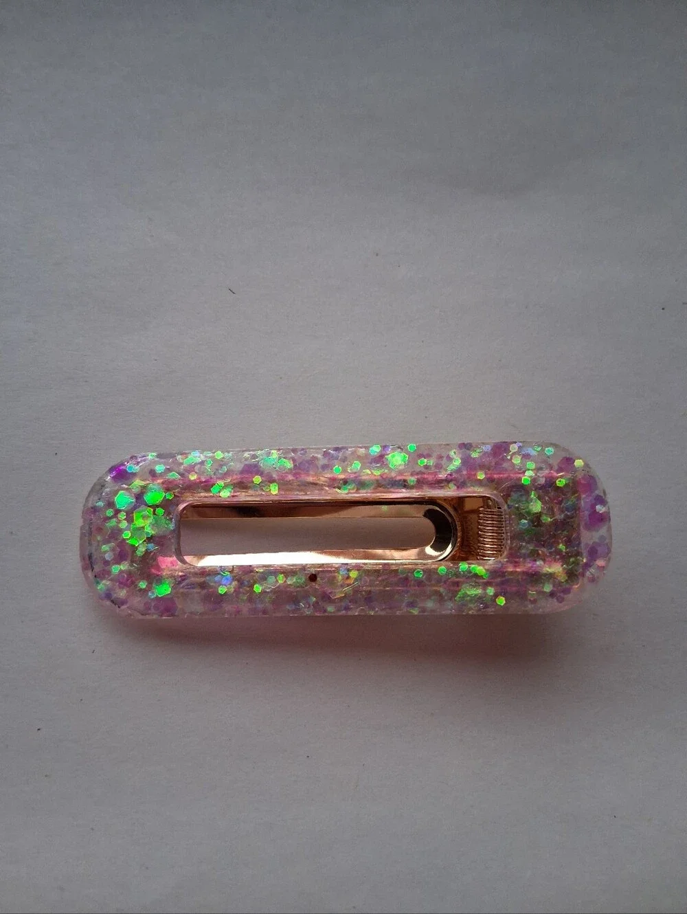 5/$25 Hand Crafted Iridescent Pink Glitter Hair Clip
